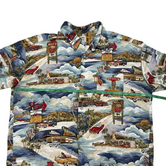 HUMMINGBIRD Aloha Surf Vintage Cars Print Button Up Shirt Size XXL Mens *READ* - Picture 4 of 7